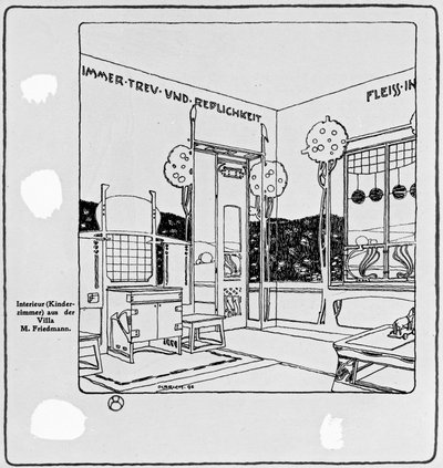 Interior Design for Villa Friedmann, 1898 by Joseph Maria Olbrich